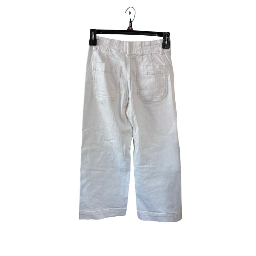 Anthropologie Maeve Colette White Cotton Blend Cropped Wide-Leg Pants Size 26P - Picture 6 of 9